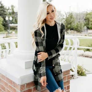 Checkered Button Up Cardigan